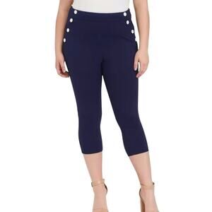 NWT Torrid Premium Ponte Button Crop Skinny Pant in Navy